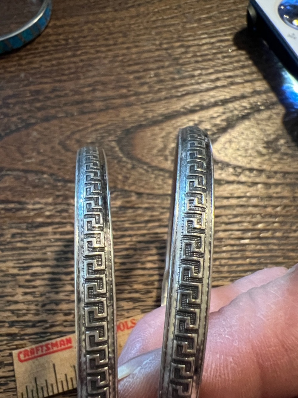 Vintage Stamped Sterling Silver Beau Greek Key bracelet set